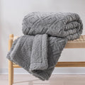 EverGrace Jacquard Reversible Sherpa Throw Blanket, 60" x 80", Grey | Jacquard Sherpa Throw Blanket, Super Soft, Cozy Plush Blanket, Reversible Thick Warm Throw for Bed, Sofa, Living Room