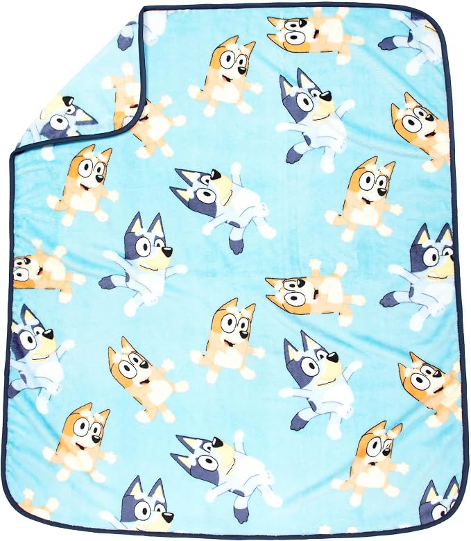 Jay Franco Bluey and Bingo 40 x 50 Inch Plush Travel Throw - Kids Super Soft Bedding