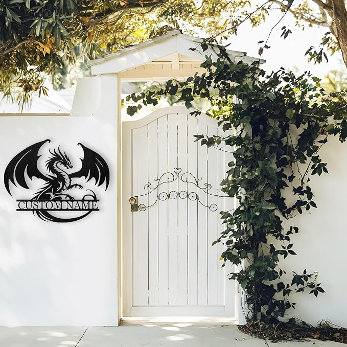 Dyoart Custom Metal Dragon Wall Art, Personalized Dragons Metal Signs | Black Western Metal Dragon Wall Decor, Evil Dragons Signs Gifts, Last Name Signs for Home Outdoor Decor, Housewarming Gifts