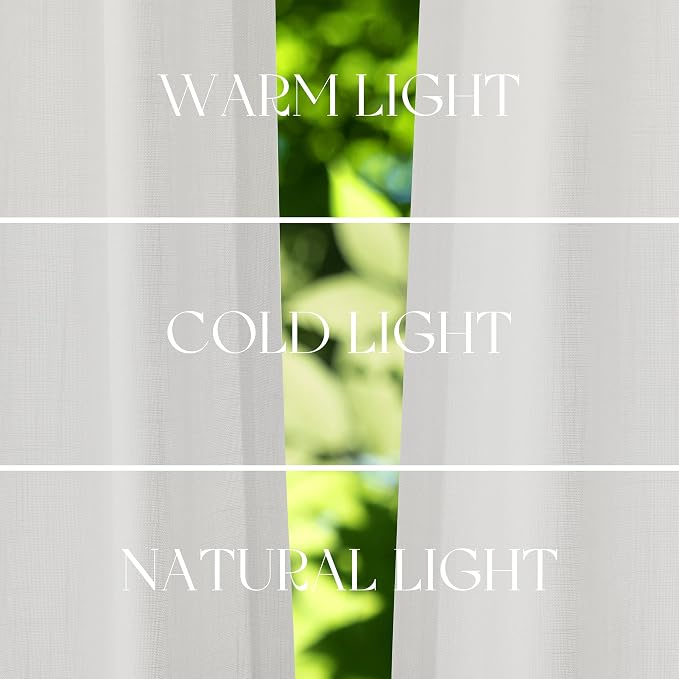 Jowels Off White Linen Curtains 90 Inch Long 2 Panels for Living Room | Light Filtering Semi Sheer Curtain, Back Tab Pocket Pleated Look, Boho Farmhouse Textured Privacy Drapes for Bedroom Window