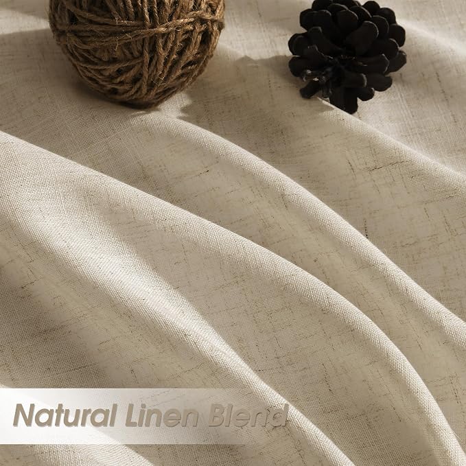 Extra Long Linen Curtains 120 Inches for Living Room Back Tab Semi Sheer High Floor to Ceiling 10ft Light Filtering Curtain Boho Farmhouse Window Drapes for Bedroom 2 Panels Taupe Burlywood