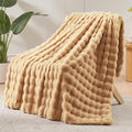 NEWCOSPLAY Faux Fur Fluffy Bubble Throw Blanket for Couch, Brown, 50"x60" | Soft Thick Warm Bubble Blanket for Couch Sofa Bed 550GSM, Plush Cozy Luxury Decorative Throw, Gift for Women Men