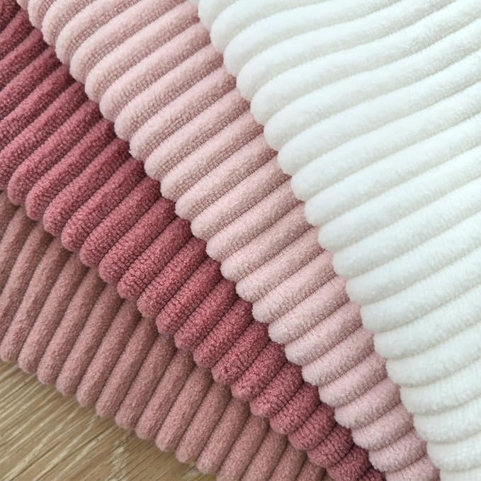 Pack of 4 Throw Pillow Covers Corduroy 18x18 Inch,Pink | Decorative Velvet Couch,Summer Cases Square,Farmhouse Boho Cushion Covers for Sofa Bed Living Room Home Decor & Office