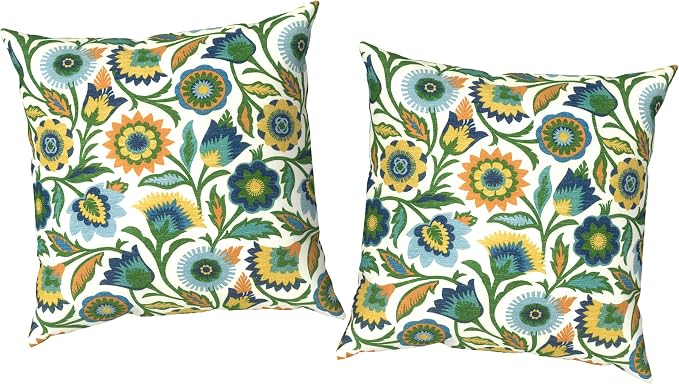 Outdoor Pillow Covers Waterproof 20x20 Inch Set of 2 Fiesta Floral Decorative Outside Patio Furniture Cushion Cases Decor for Porch Garden