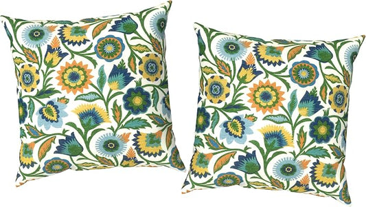 Outdoor Pillow Covers Waterproof 20x20 Inch Set of 2 Fiesta Floral Decorative Outside Patio Furniture Cushion Cases Decor for Porch Garden