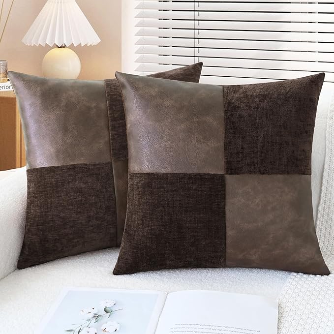 CaliTime Decorative Couch Throw Pillow Covers 16 X 16 Inches Coffee