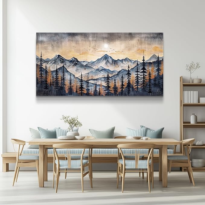 QIYILEXWART Canvas Wall Art For Living Room Large Wall Decor For Office Bedroom Decorations Mountain Landscape Pictures Abstract Painting Artwork Room Wall Mural Aesthetic Home Decor 30x60 In