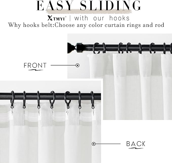 XTMYI Doorway Curtains Privacy Room Divider for Room Seperation,Sheer Faux Linen Accordion Sliding Closet Door Panels for Doors,80 Inches Long,Pure White