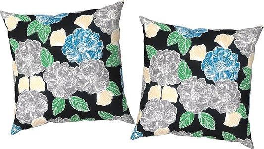 Outdoor Pillow Covers Waterproof 20x20 Inch Set of 2 Peony Garden Decorative Outside Patio Furniture Cushion Cases Decor for Porch Garden
