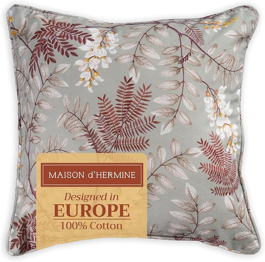 Maison d' Hermine Throw Pillow Covers 100% Cotton (18" x 18" - Pack of 1)