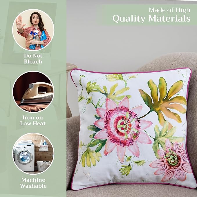 Maison d' Hermine Throw Pillow Covers 100% Cotton (18" x 18" - Pack of 1)