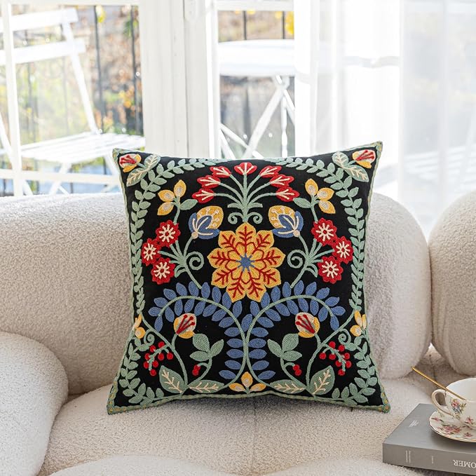 YIcabinet Pack of 2 Throw Pillow Covers,Leaf Snowflake Embroidered Pillow Case Soft Decorative Pillowcases for Home Sofa Couch 18x18 Inch
