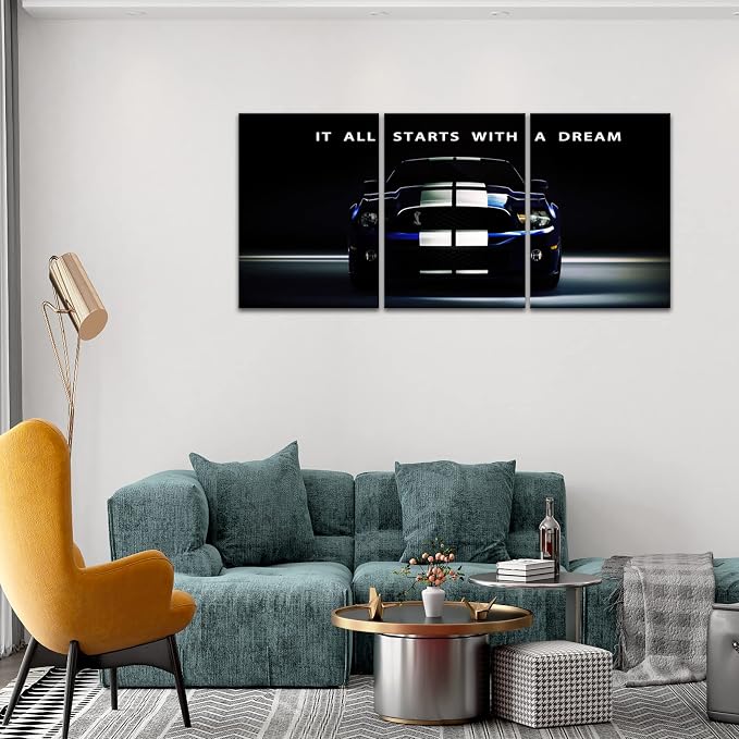 KAWAHONE Motivational Canvas Wall Art - It All Starts with A Dream,Office Inspirational Poster Prints Quotes Wall Decor Gallery-Wrapped Frame Ready to Hang