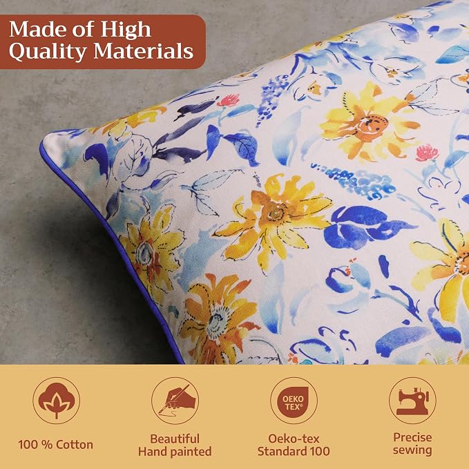 Maison d' Hermine Throw Pillow Covers 100% Cotton (12" x 20" - Pack of 1)