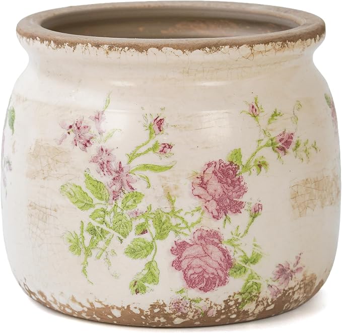 Dosayes Vintage Plant Pot, Pink, 6.29 inch Ceramic Flower Pot