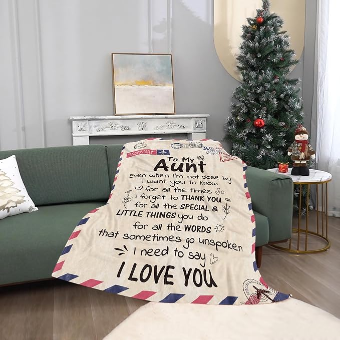 TURMTF Best Aunt Gifts for Mothers Day Birthday, Unique Birthday Gift Warm-Hearted Blessing Thank You Aunt Throw Blanket