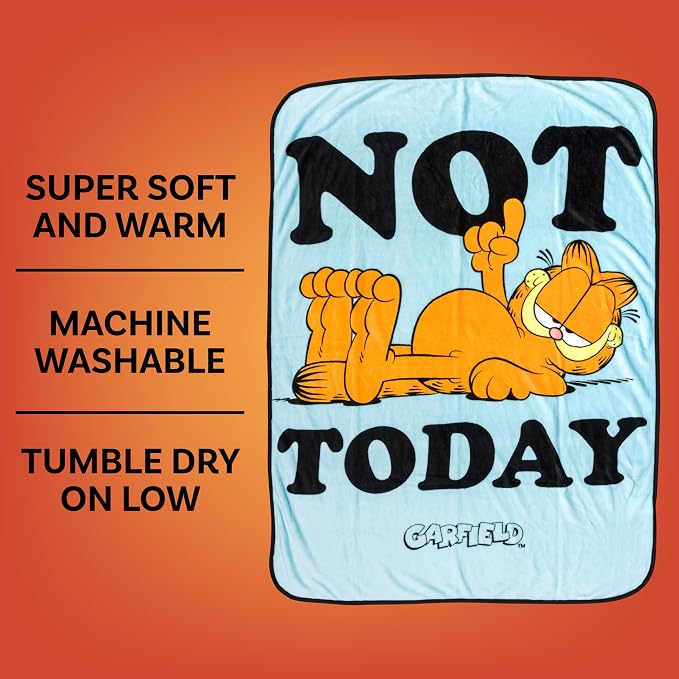 Silver Buffalo Garfield Not Today Quote, Fleece Throw Blanket, 45x60in | Soft and Cozy, 185 GSM