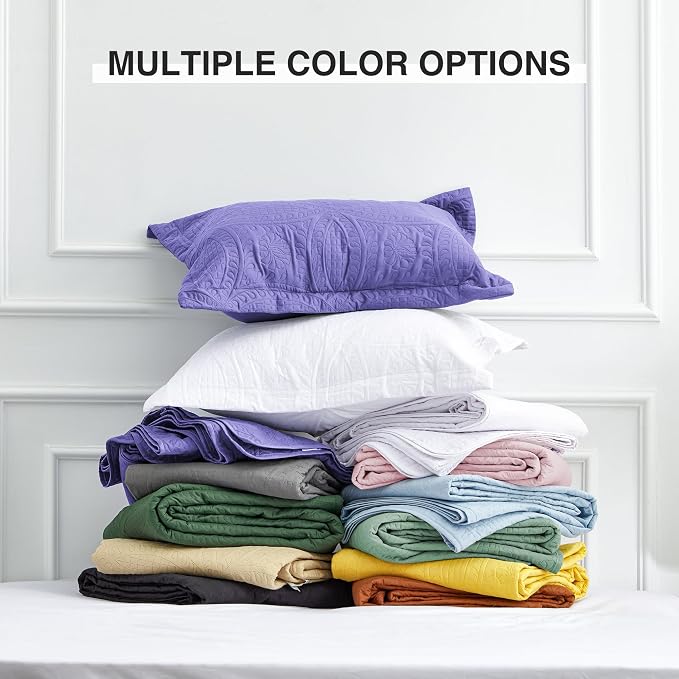 Love's cabin Oversized King Size Quilt Bedding Set Deep Purple Bedspreads - Oversized King Lightweight Bedspread Comforter - Coin Pattern Coverlet for All Season - 3 Pieces (1 Quilt, 2 Pillow Shams)