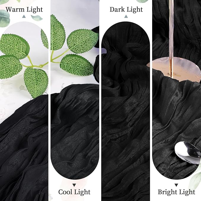 AGIRL 6 Pack Black Cheesecloth Table Runner 10FT Boho Gauze Home Decor | Rustic cheese cloths Sheer Gauze for Wedding Bridal Baby Shower Birthday Party Table Decor Halloween Thanksgiving Christmas