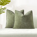 JUSPURBET 18x18 Chenille Decorative Throw Pillow Covers Set of 2,Sage | Cozy Soft Cushion Covers Case with Hidden Zipper for Couch Sofa Bed Home Decor Living Room