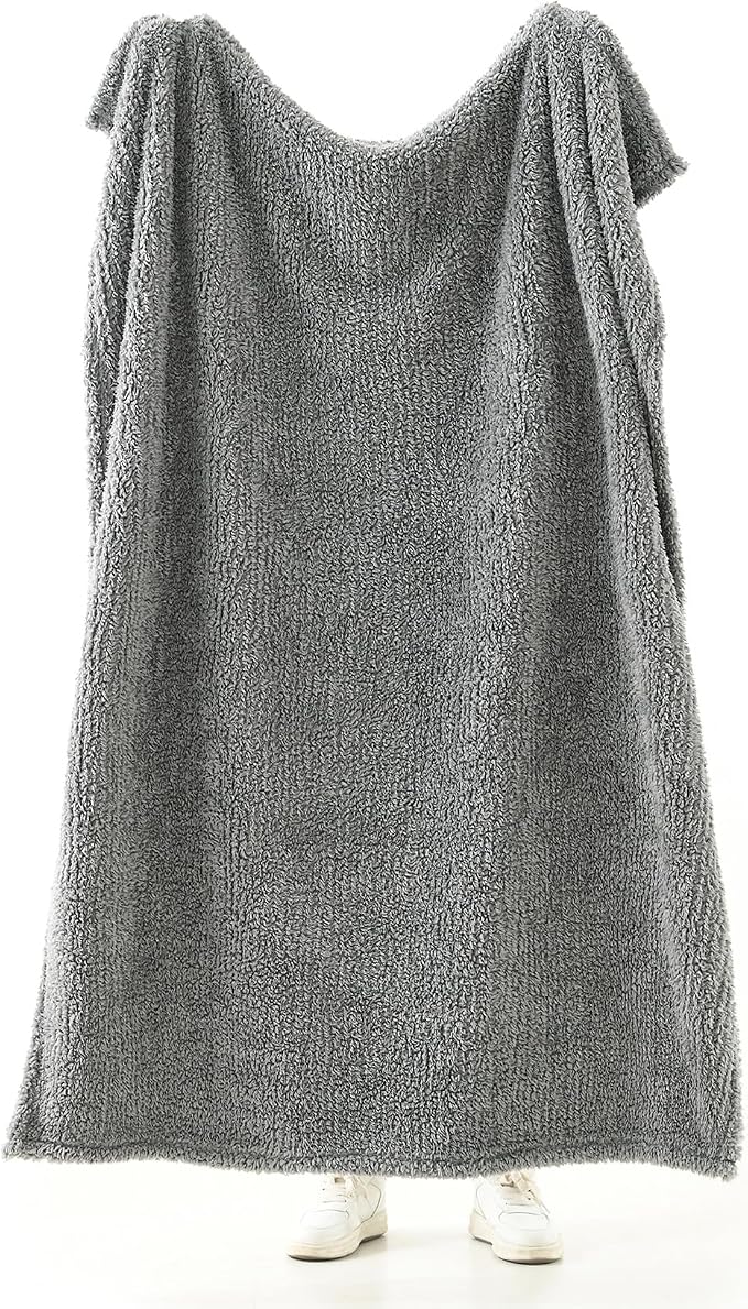 HORIMOTE HOME Ultra Soft Cozy Sherpa Throw Blanket, Grey Pattern Reversible, Light Weight Warm Decorative Boho Style Throw Blanket Cover for Sofa, Couch, Bedroom,Travel, Outdoor,60”x80”