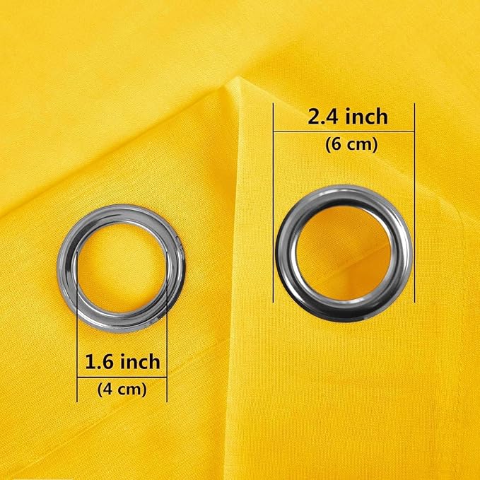 DWCN Yellow Sheer Curtains, Grommet Top Faux Linen Look Voile Semi Transparent Solid Window Sheer Curtains Drapes for Bedroom Living Room, Set of 2 Panels 52 x 102 Inch Long, Yellow