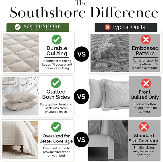 Southshore Fine Living, Inc. Twin Quilt Bedding Set, Microfiber Quilt, XL Twin Bedspread Coverlet, Pet Hair Resistant Bedding Set, Natural Beige Bedspread with Matching Pillow Sham, Natural Beige