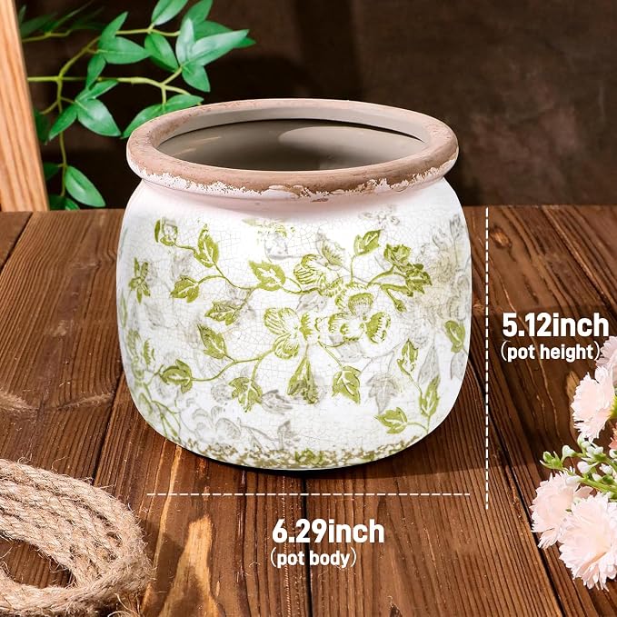 Dosayes Vintage Plant Pot,6.29 inch Ceramic Flower Pot with Drainage