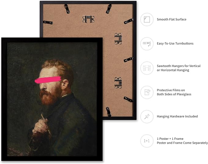 Poster Master Portrait of Vincent van Gogh Painting Print - Baroque Poster - Altered & Pop Art - Gift for Men & Women - Decor for Bedroom, Living Room or Office - 8x10 Black Framed