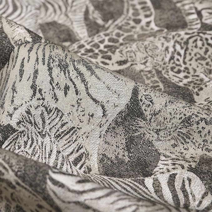 Wildlife Safari Throw Pillow Cover 18x18 inch, Animal Jacquard Cushion Cover, Lion Tiger Cheetah Zebra Giraffe Pattern, Decorative Pillow Case with Hidden Zipper for Living Room Couch