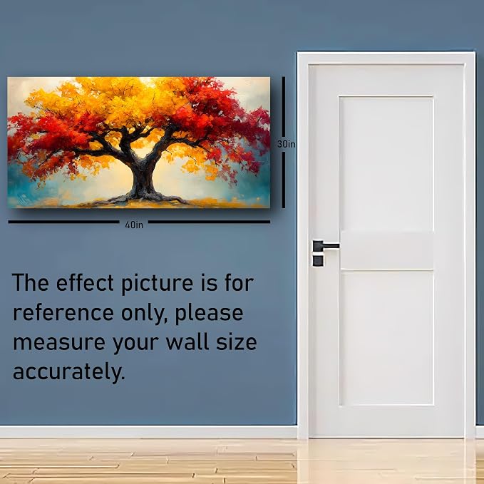 Abstract Wall Art Canvas Print Tree of Life Painting Bathroom Decor Paintings Modern Style Living Room Bedroom Office Home Kitchen Decor Nature Landscape Artwork Wooden Frame 20x40 inches