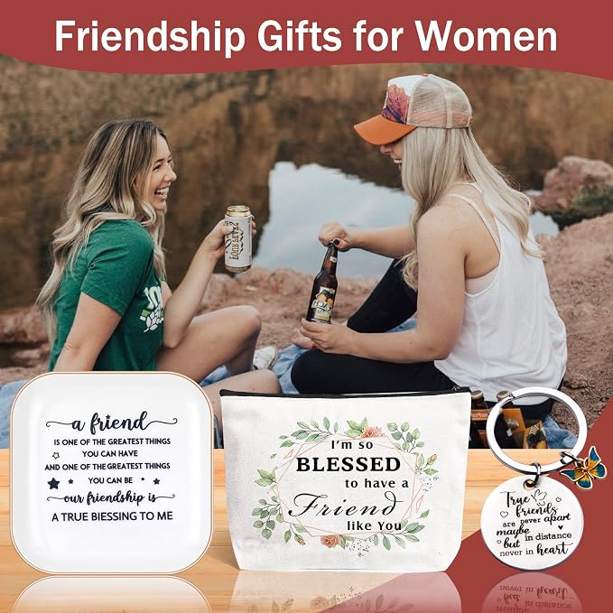 PUDDING CABIN Friendship Basket Gifts for Friends Birthday, Christmas, Galentine's Day