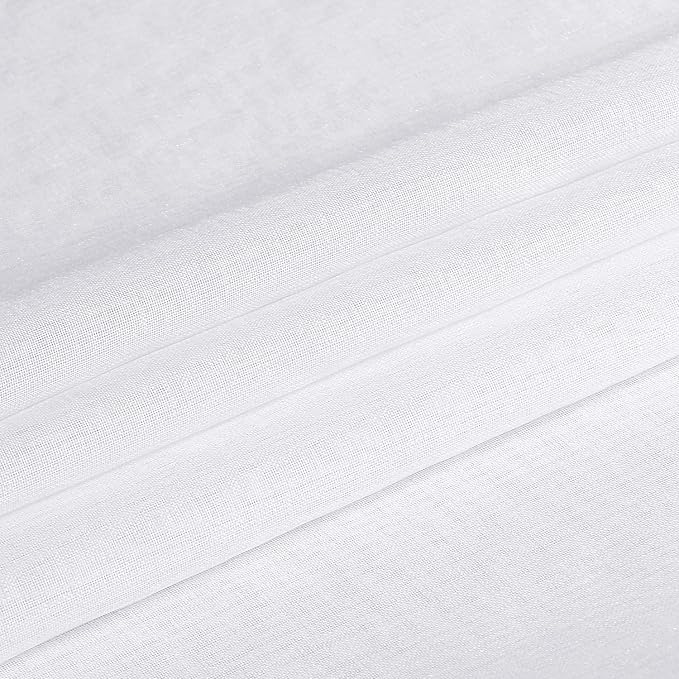 DWCN White Sheer Curtains for Living Room Bedroom - Faux Linen Look Voile Drapes Grommet Top Window Curtain Panel 46 x 84 inches Long, Set of 2 Panels