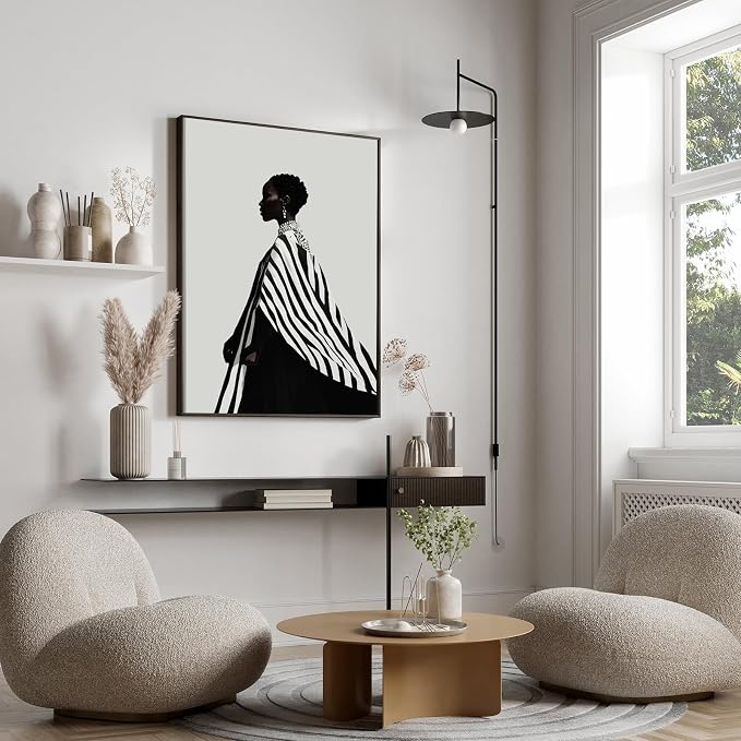 Black Female Picture Printing African American Girl Poster 16x24IN Unframed | Black African American Women Picture Wall Art Modern Cultural Wall Art for Apartment Living Room Bedroom Office Home Decor