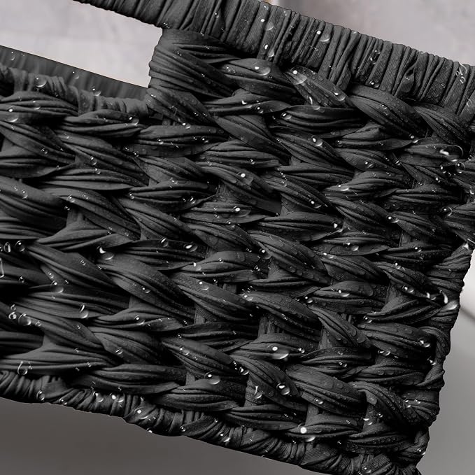 GRANNY SAYS Storage Baskets for Organizing, Waterproof Black Basket, 1-Pack | Handwoven Wicker Storage Basket for Shelves, Large Wicker Baskets for Organization,Decorative Basket,Woven Basket for Storage