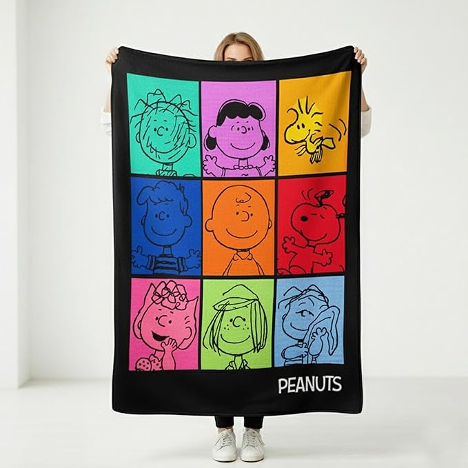 Silver Buffalo Peanuts Pig-Pen Lucy, Fleece Throw Blanket, 45x60in | Woodstock, Schroeder, Charlie Brown, Snoopy, Sally, Peppermint Patty, Linus, Soft and Cozy, 250 GSM