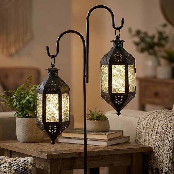 Vela Lanterns Decorative Indoor Hanging Candle Lantern, Clear, 2-Pack