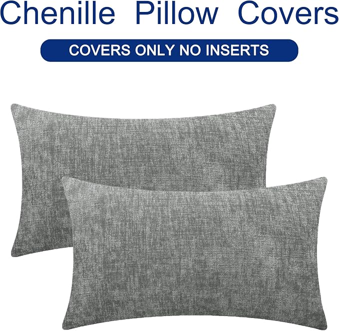 CaliTime Decorative Couch Throw Pillow Covers 26 X 16 Inches Medium Grey