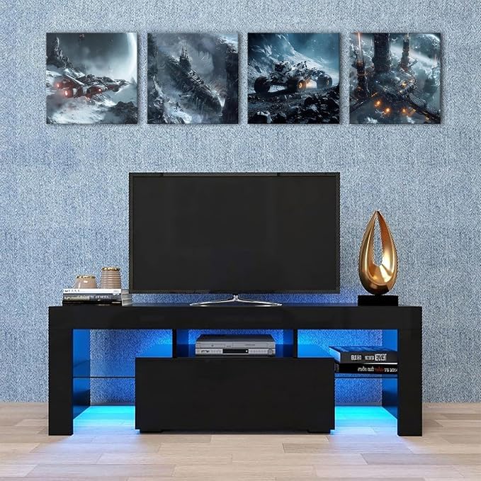 4Pcs Outer Space Room Decor for Boys Alien Planet Astronaut Wall Decor Galaxy Picture Marvel Room Canvas Painting Cosmic Poster Science Fiction Artwork Living Room Modern Home Decoration 16x16"