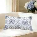 Slow Cow Linen Embroidery Decorative Lumbar Throw Pillow Cover Pillowcase Rectangular Pillow Cover Cushion Cover for Bed Couch Sofa 12 x 20 Inches Navy Blue