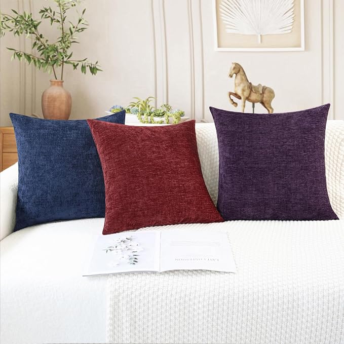 CaliTime Decorative Couch Throw Pillow Covers 20 X 20 Inches Plum Purple