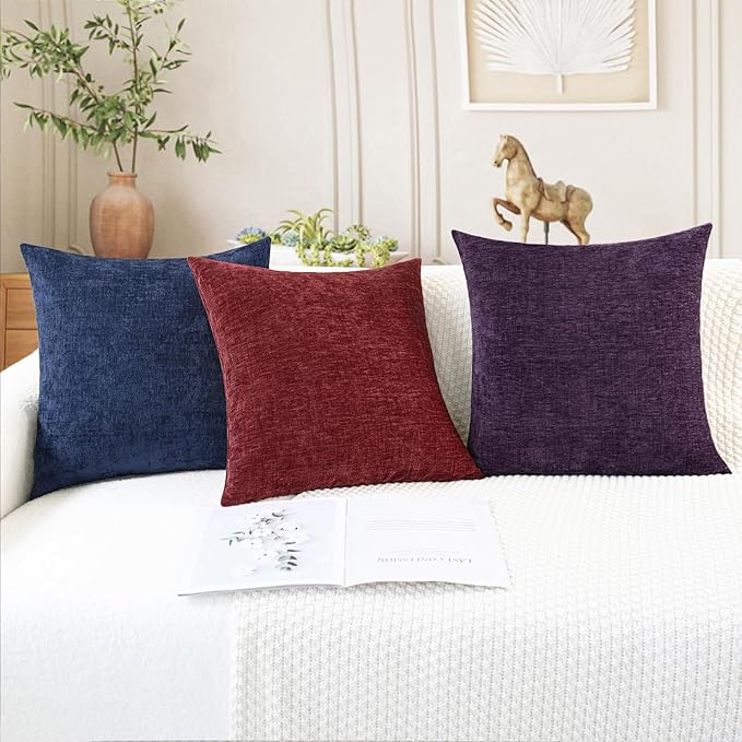 CaliTime Decorative Couch Throw Pillow Covers 22 X 22 Inches Plum Purple