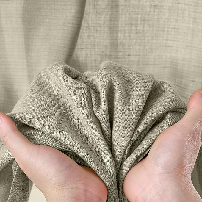 jinchan Linen Curtains Light Filtering Back Tab 50x84 Inch 2 Panels Green | Semi Sheer Curtains 84 inch length for Bedroom Living Room, Modern Farmhouse Drapes with Rod Pocket, Natural Boho Curtains