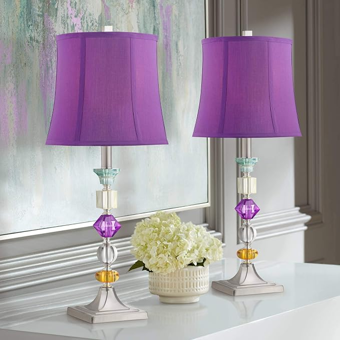 Bijoux 25 1/2" High Brushed Nickel Table Lamps Set of 2 Stacked Acrylic Gem