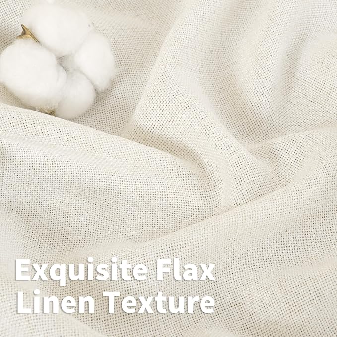 YoungsTex Ivory Linen Curtains 40 Inch Length, Small Drapes Semi Sheer with Rod Pocket Back Tab Lightweight for Kitchen Bathroom Window, 2 Panels, 30 X 40 Inch