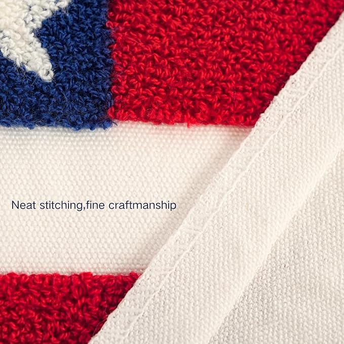 GEEORY Patriotic American Flag Pillow Covers Set of 2 18x18, Chenille