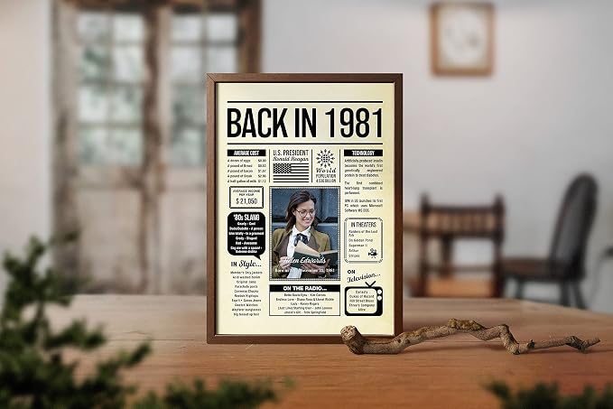 Personalized 44 year old birthday gifts - Back in 1981 Poster - Centerpiece Table Decorations 44th Birthday Party - Custom Born in 1981 Newspaper Vintage Poster for Men, Women
