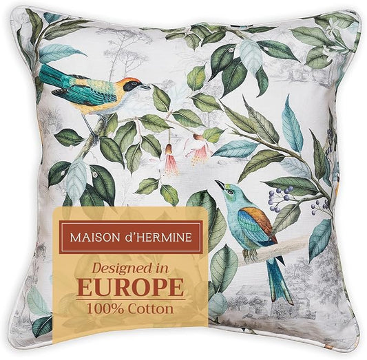 Maison d' Hermine Throw Pillow Covers 100% Cotton (18" x 18" - Pack of 1)