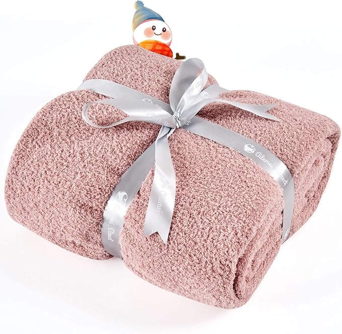 Ailemei Direct Knit Throw Blanket for Bed, Soft Thin Blankets for Sofa, Couch, Camping, Office Chair, Cozy Touch Lightweight Breathable Blanket All Season Use, Dusty Rose 50"×70"