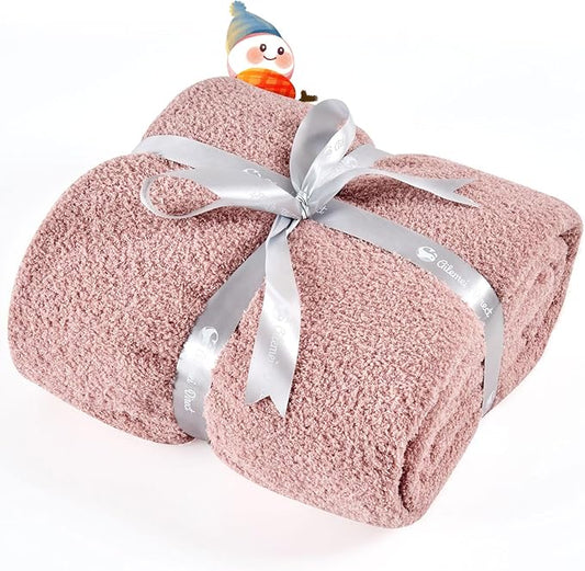 Ailemei Direct Knit Throw Blanket for Bed, Soft Thin Blankets for Sofa, Couch, Camping, Office Chair, Cozy Touch Lightweight Breathable Blanket All Season Use, Dusty Rose 50"×70"
